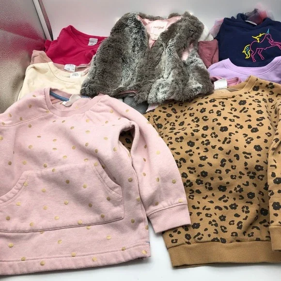 Girls 4T-5T Fall Winter Clothing BUNDLE Long Sleeve Shirts Pants Sweatshirts - Picture 2 of 11